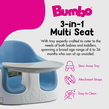 Bumbo Multi Seat - Portable 3-In-1 Baby Booster Chair With Tray, Highchair, And Floor Seat For Feeding, Sitting Support, And Pla