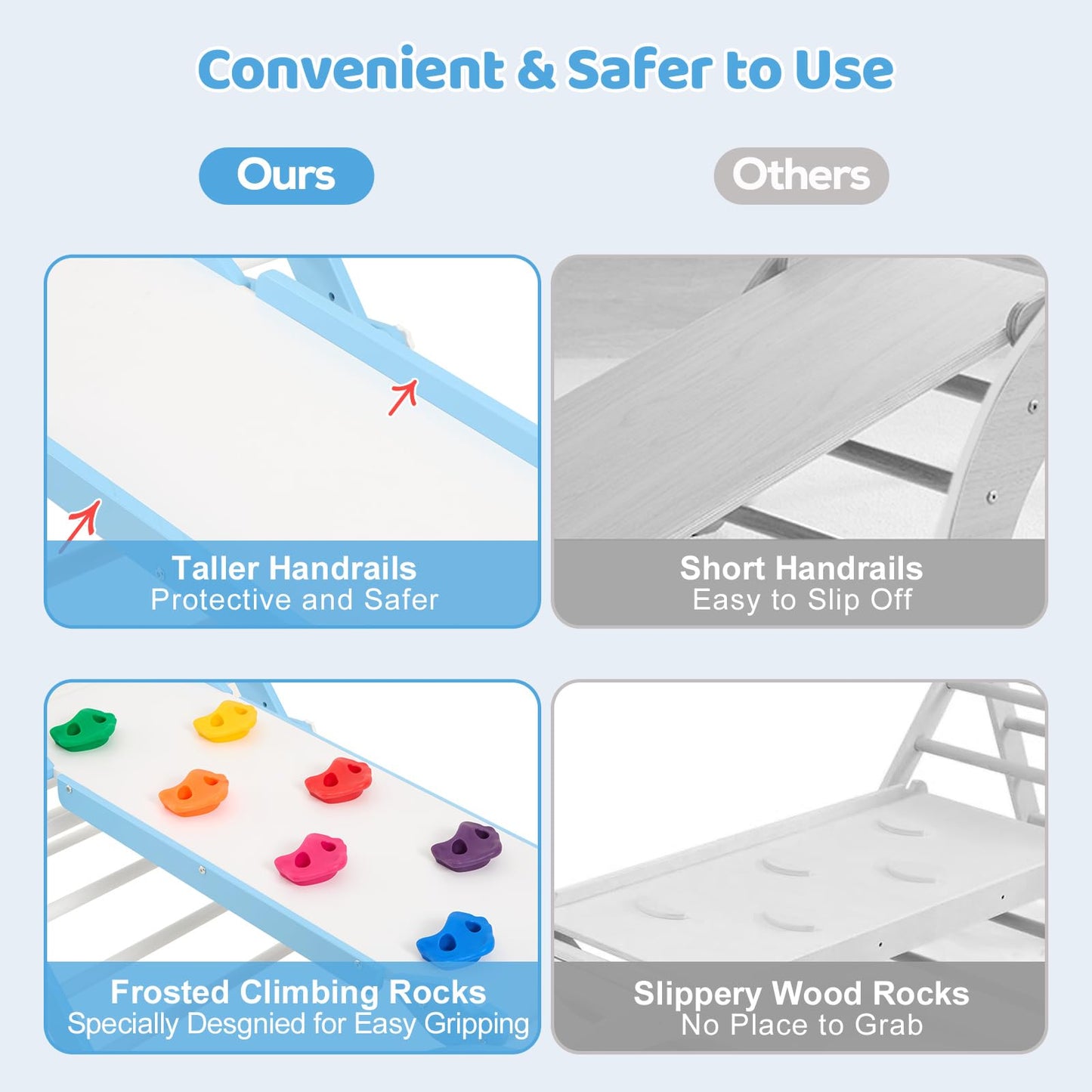 Funlio Foldable Pikler Triangle Set, Montessori Climbing Set With Solid Wood For Toddlers 2-6 Yrs, Adjustable 3-In-1 Indoor Play