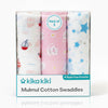 Kika Kiki Mulmul Cotton Baby Swaddle Blankets, 106x106 cm, Soft Muslin Receiving Blanket/Nursing Cover for Newborn Boys & Girls,