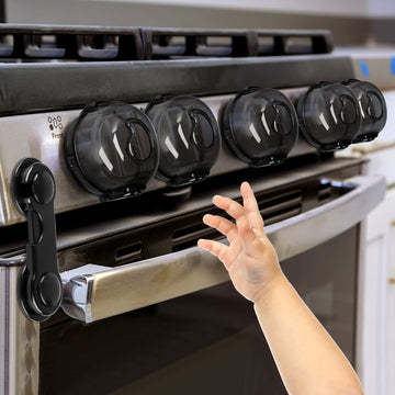 Grenfu Stove Knob Covers For Child Safety (5 + 1 Pack) Gas Stove Knob Covers With Strong Adhesive Double-Sided Tape Oven Knob Co