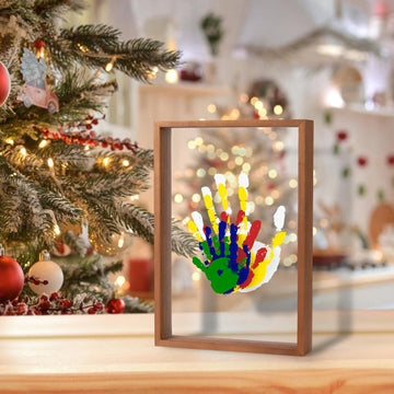 Family Handprint Kit - Gifts For New Parents -Create Lasting Diy Craft Keepsake Wooden Frame -Includes 5 Paint Colors - Transpar