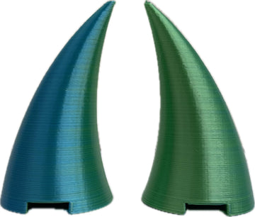 2X Demon Horns For Headset/Cosplay - Made In Usa - 20 Colors (Dual Lgreen/Lblue)