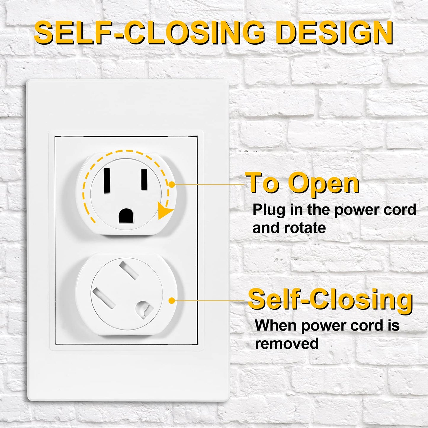 Outlet Covers (45 Pack) Self-Closing Outlet Plug Covers 3-Prong Swivel Electrical Outlet Protectors For Baby Upgraded Adhesive I