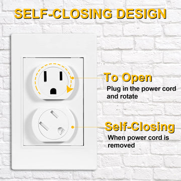 Outlet Covers (45 Pack) Self-Closing Outlet Plug Covers 3-Prong Swivel Electrical Outlet Protectors For Baby Upgraded Adhesive I