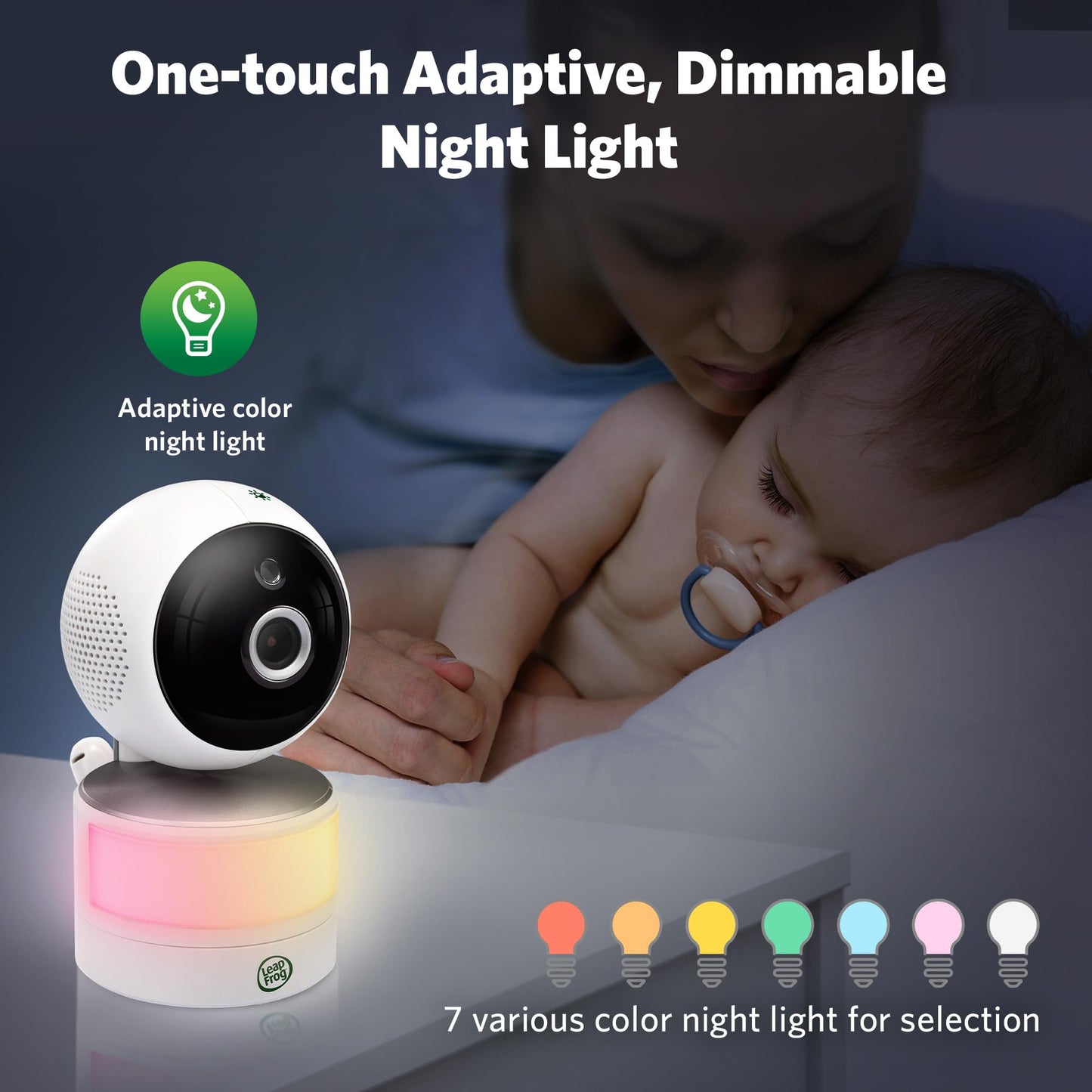 Leapfrog Lf920Hd Baby Monitor With Camera And Audio, 7' Hd Lcd Display, Color Day&Night Vision, 360 Pan-Tilt, 8Xzoom, Night Lig