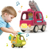 PANITU Baby Toys Push Cars for 1 2 3 Year Old 2 Pack Friction Powered Airplane Fire Trucks for Toddlers 1-3 Lights and Musical T