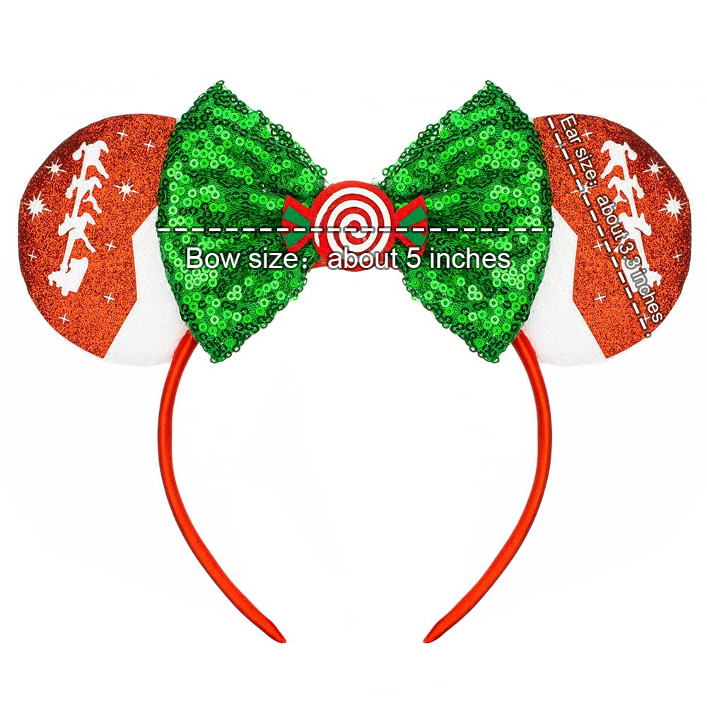 Foeran Christmas Mouse Ears Headbands Shiny Bows Mouse Ears Glitter Party Princess Decoration Cosplay Costume For Girls Women (C