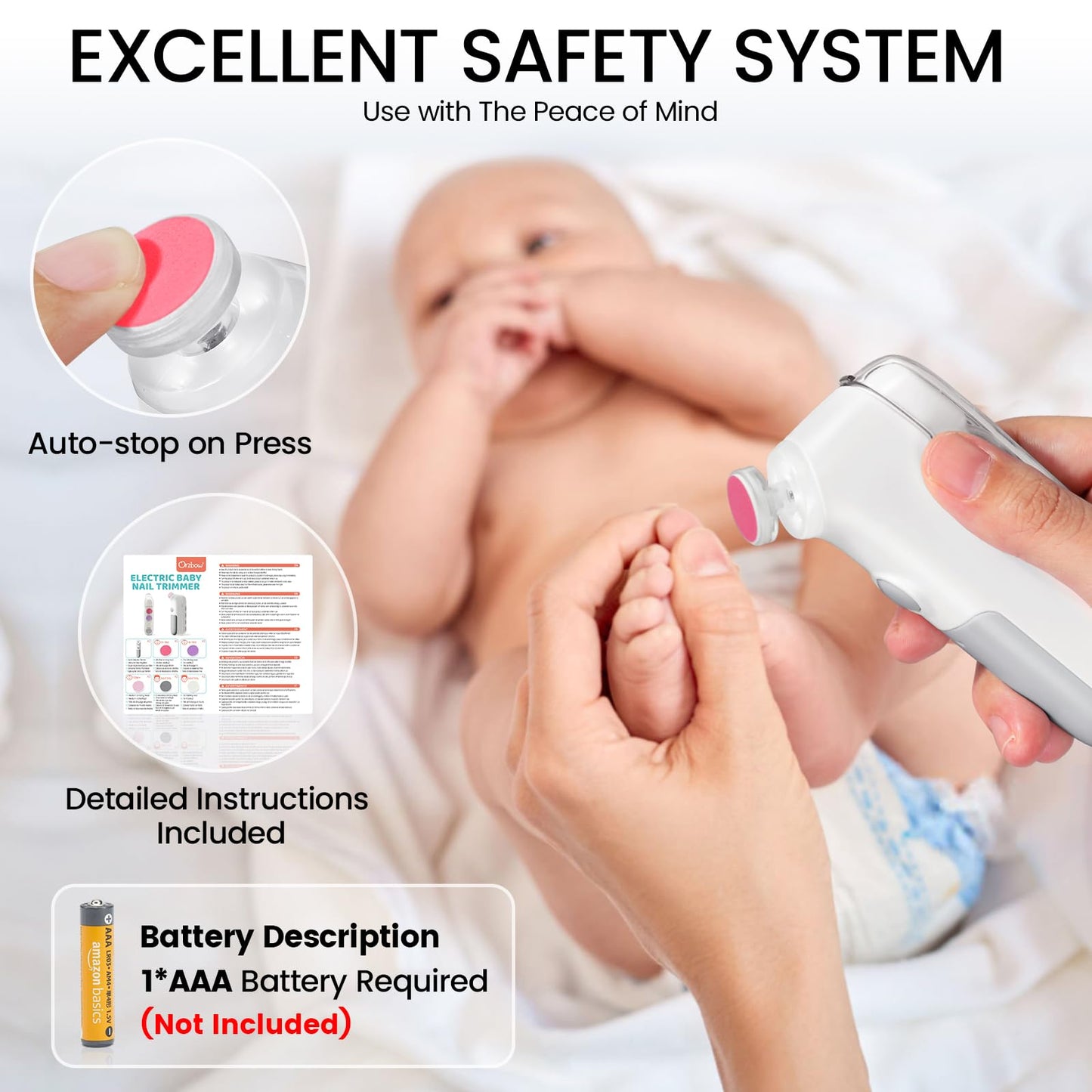 Ivywind Baby Nail File Electric, 5 In 1 Universal Baby Nail Trimmer With Led Light, Automatic Safety Baby Nail Clippers For Infa