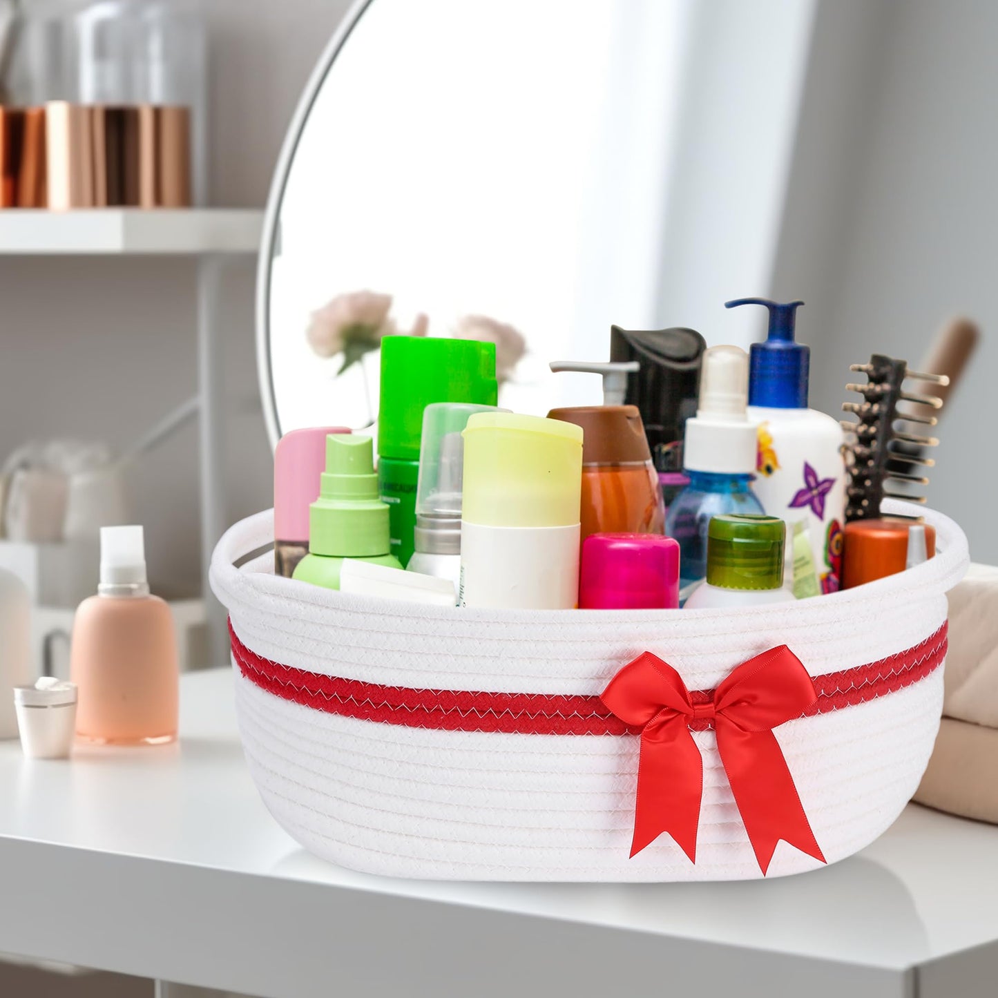 Yeeeasy Gift Basket With Bow And Gift Bag Simplicity Home Decor Rope Basket For Gifts Empty 13.5' X 8.5' X 5.5' Storage Baske