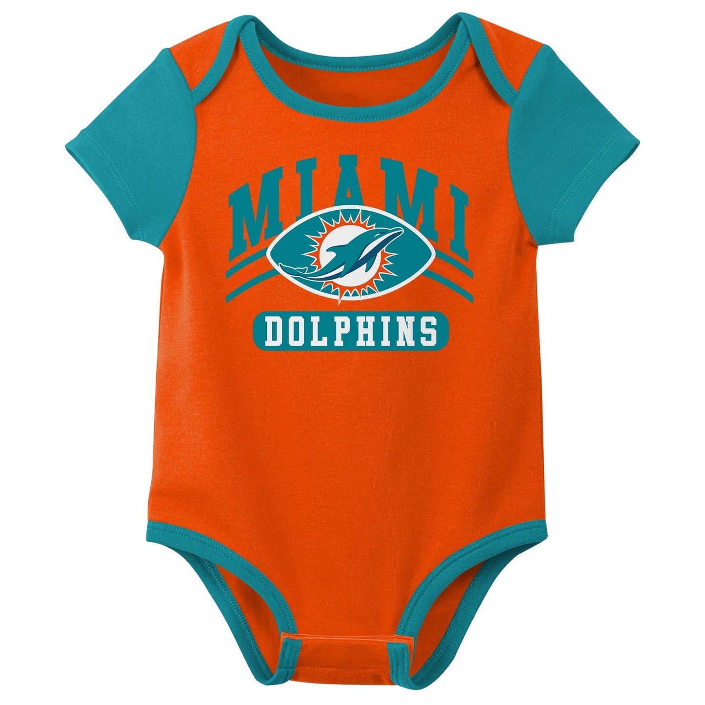 Outerstuff Nfl Newborn Baby And Infant Short Sleeve Bodysuit Variety 3-Pack - Miami Dolphins, 18M