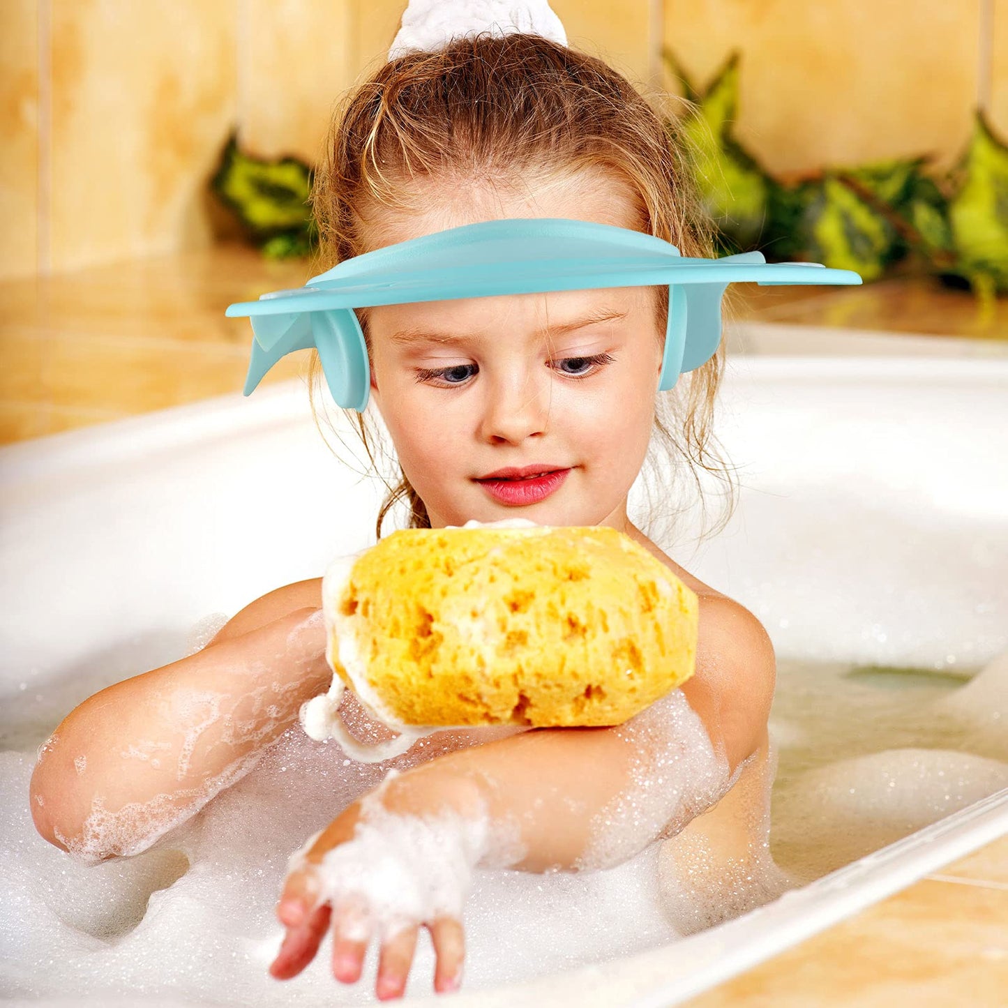 Baby Shower Cap Baby Hair Washing Bath Cap Safe Silicone Protection Bath Cap Soft Adjustable Visor Hat For Protector Head Eye Ea