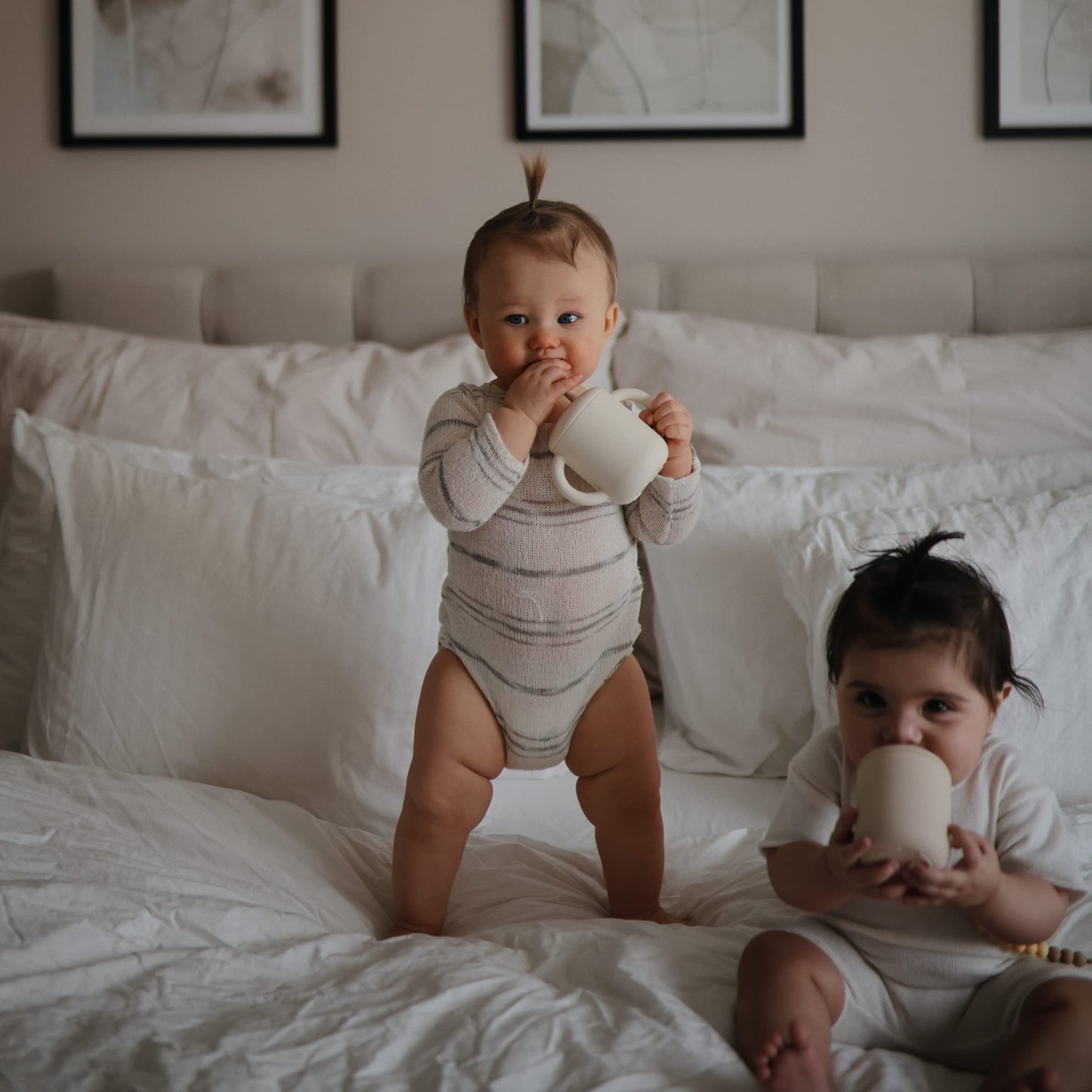 Mushie 100% Silicone Training Cup & Straw For Toddlers | 6 Months+ (Dried Thyme)