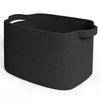 MEGASKET Black Woven Storage Basket - 15x9x11 Cotton Rope Basket for Organizing Shoes, Toys, Books, Towels, Rectangular Decorati