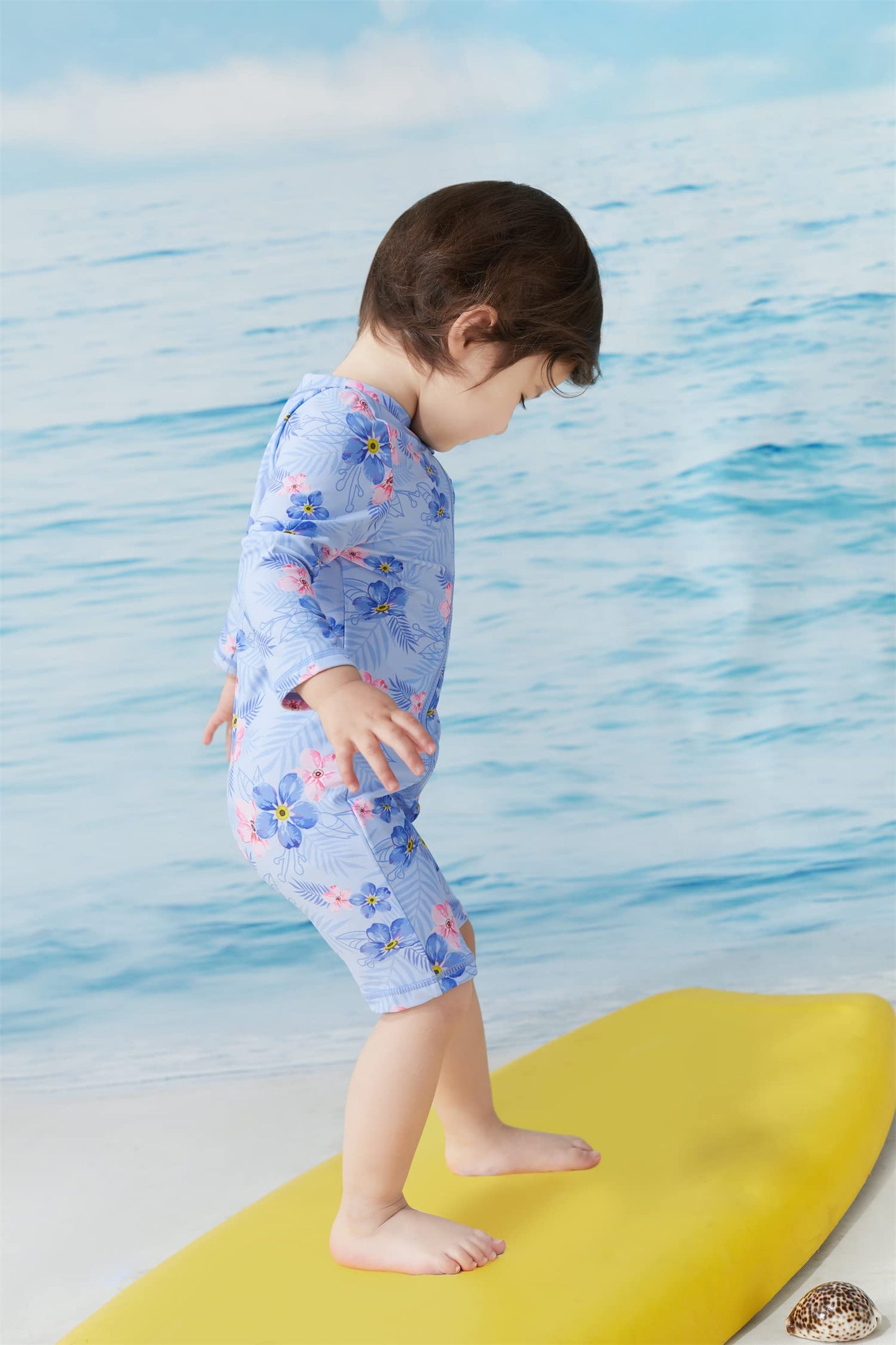 Umelok Baby Girls Swimsuit One Piece Full Zip With Long Sleeve Upf 50+ Sun Protection Sunsuit Purple-Geranium,12M