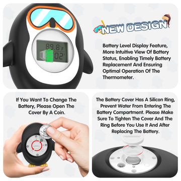 Ledfaah Bath Thermometer For Baby, Safety Pregnancy Bathtub Thermometer With Battery Power Display Feature, Floating Water Tempe