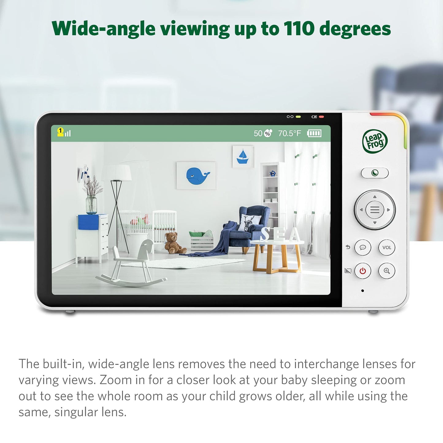 Leapfrog Lf915Hd Baby Monitor, 5    720P Screen, 360 Pan & Tilt With 8X Zoom Camera, Color Night Vision, Night Light, Two-Way In
