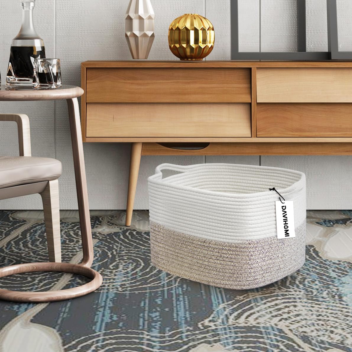 Davihomi 3Pack Small Woven Cotton Rope Basket For Organizing, Gift Baskets For Handles, Empty Gift Baskets, Toy Basket For Bins|