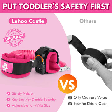Lehoo Castle Toddlers Leash For Walking + Key Lock Design Anti Lost Wrist Link, 3 In 1 Baby Leash Kids Wrist Link For Toddlers,