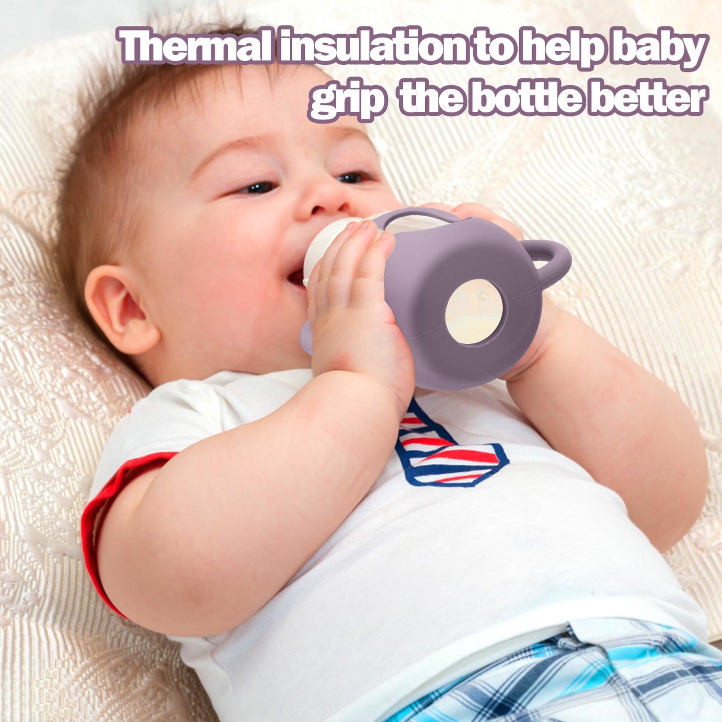 Busoha 3 Pack Silicone Sleeves For Avent Natural Baby Bottles - Drop Protection Baby Bottle Sleeves With Handle For Avent Natura