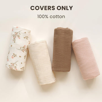 Konssy Muslin Baby Lounger Cover 2 Pack, 100% Cotton Newborn Lounger Cover, Soft And Breathable Lounger Slipcover For Boys Girls