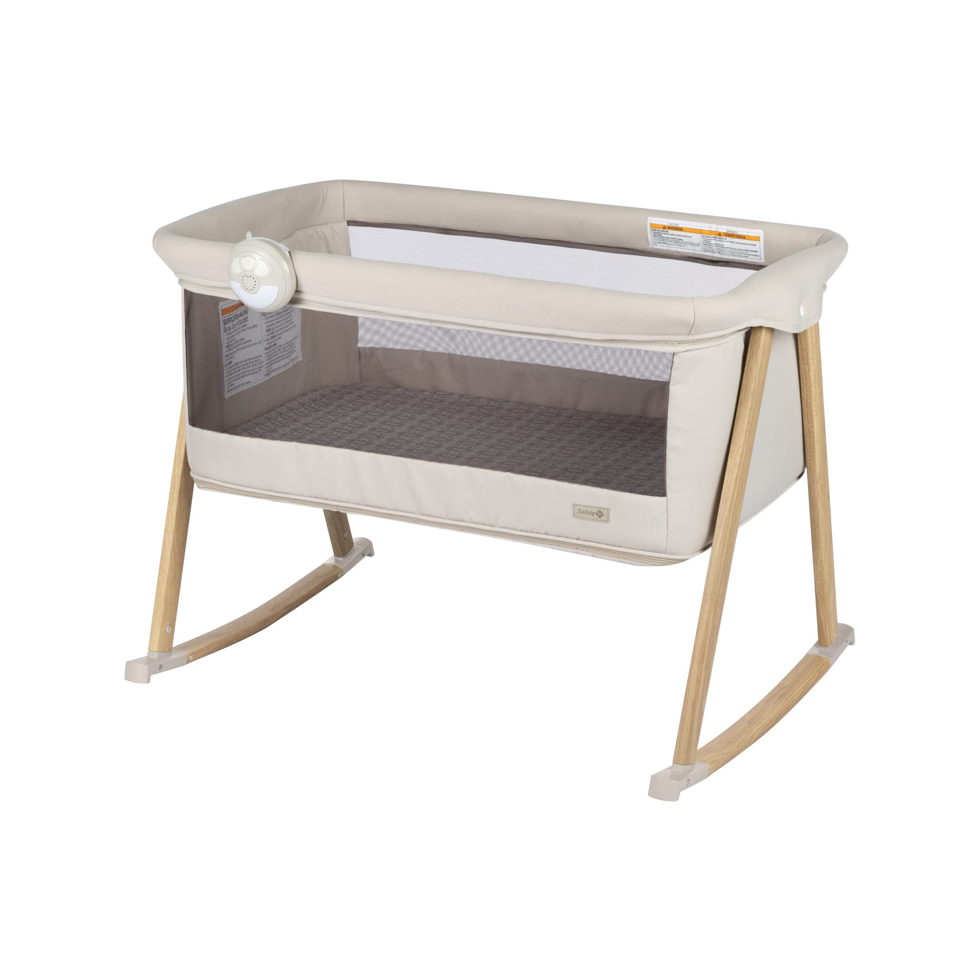 Safety 1St Rest-And-Romp 2-In-1 Bassinet And Play Yard With Soothing Sounds, Lights & Vibration, Dunes Edge