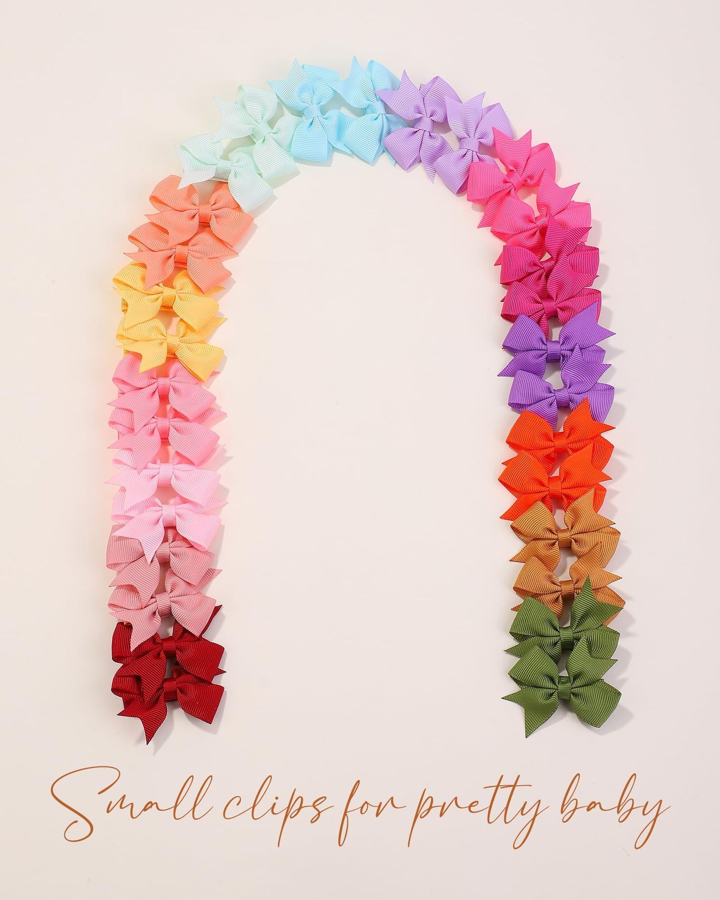 Doboi 50Pcs 2 ' ' Baby Hair Bows Clips Fully Lined Grosgrain Boutique Solid Ribbon Mini Bows For Girls Teens Infants Kids Toddle