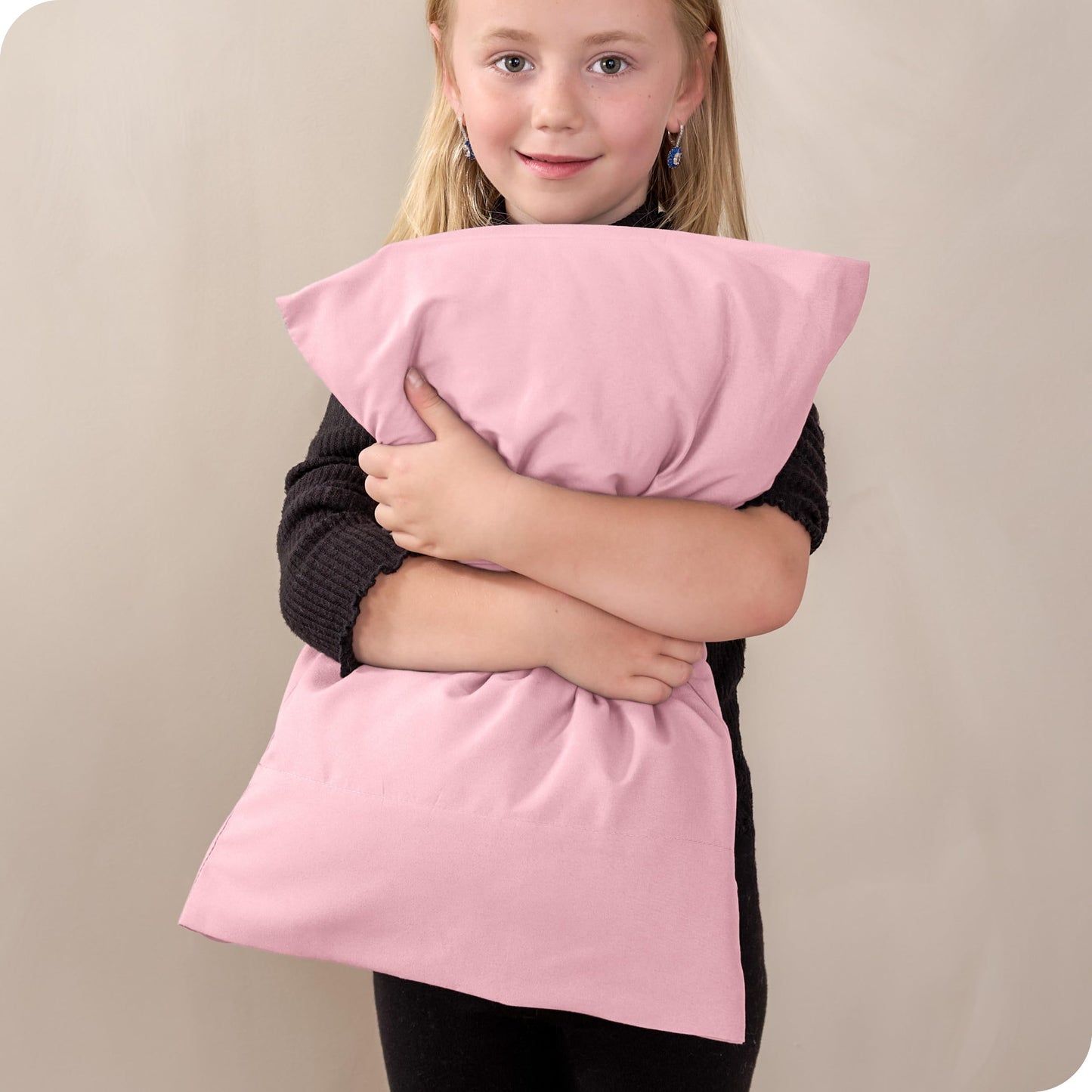 Bare Home Microfiber Pillow Cases - Toddler Size Set Of 2 Cooling Pillowcases Double Brushed Light Pink Pack Easy Care (Toddler