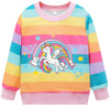 Akyzic Toddler Girls Sweatshirt Unicorn Pullover Winter Crewneck Long Sleeve Shirts Cute Striped Tops Kids Rainbow Unicorn Sweat