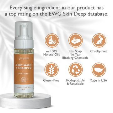 Socal Suds & Company - Organic Foaming Baby Wash & Shampoo - Gentle Cleansing Newborn Body & Hair Soap For Sensitive Skin - Clea