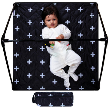 Travel Baby Play Mat For Babies 0-6 Months, Baby Play Mat, Newborn Travel Essentials, Tummy Time For Floor, Portable, Crosses Pa