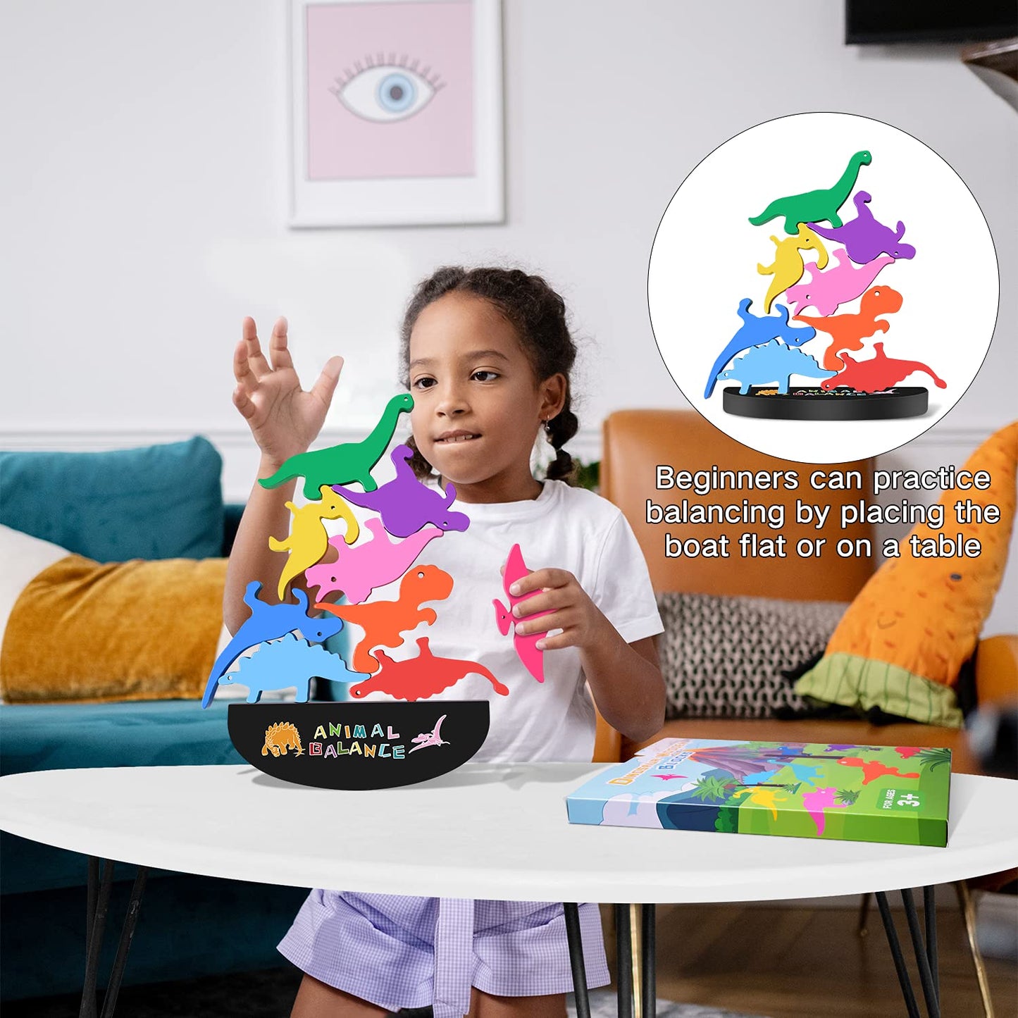 FFTROC Montessori Toys Gifts for 2 3 4 Year Old Boys - Wooden Stacking Dinosaur Toys for Kids 2-4 3-5, Toddler Boy Gifts, Birthd