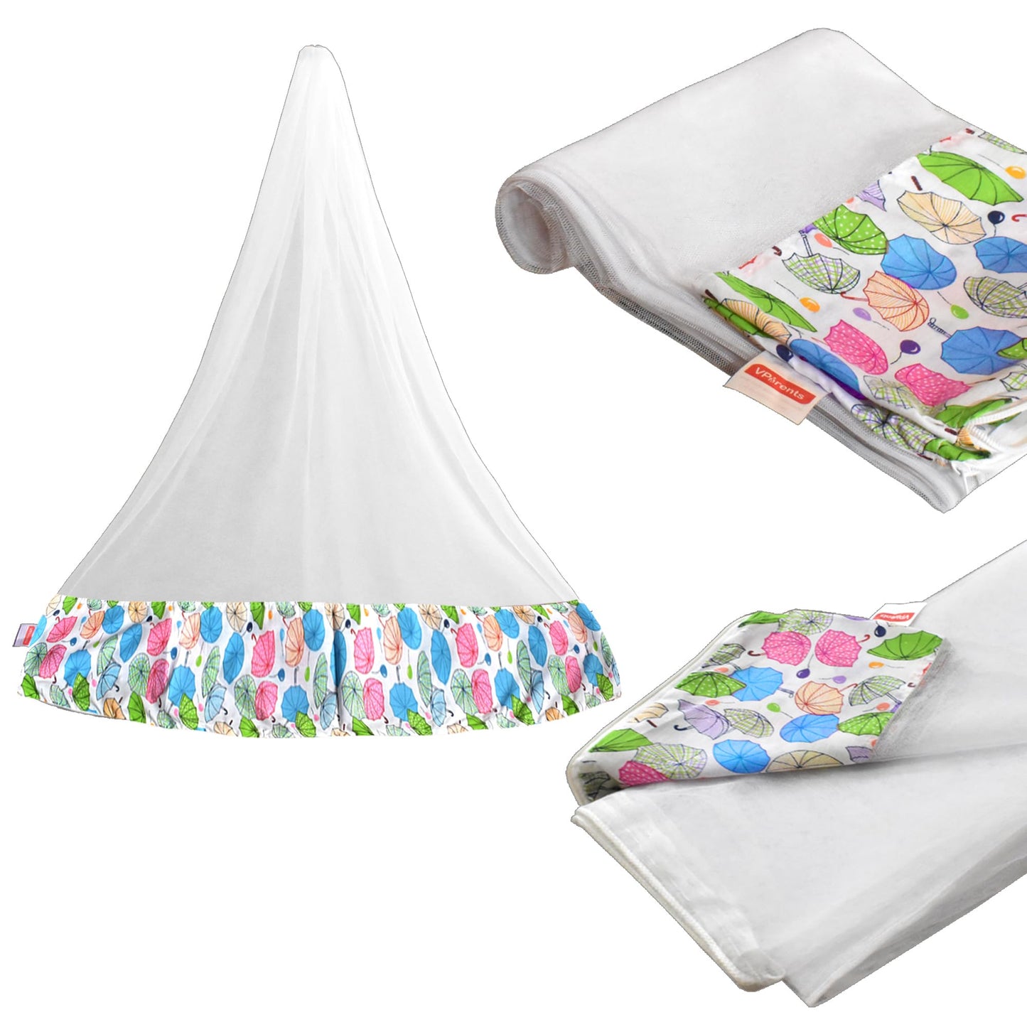 Vparents Mosquito Net For Baby Cradle Jhula Saree With Zip Opening At Bottom Blue