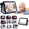 Oarifun Tummy Time Mirror, Baby Tummy Time Toys with Soft Book, Black and White High Contrast Baby Toys, 3D Activity Sensory Mon