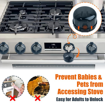 Gas Stove Knob Safety Covers - Baby Proofing Stove And Oven Knob Covers For Child Safety - Press Gas Stove Knob Locks - 5 Pack (