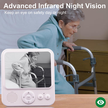 Smart Caregiver Video Monitor For Elderly Care And Caregivers, Portable, Rechargeable, Infrared Night Vision, Secure Connection,