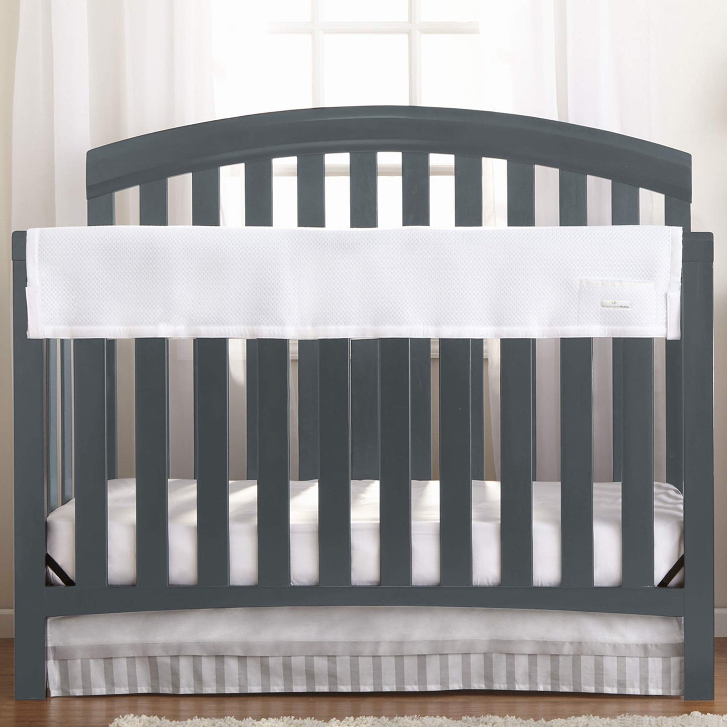 BreathableBaby Breathable Mesh RailGuard Teething Cover - White - 51 Long Panel (1) - Fits Most Full-Size and Does Not Fit Mi