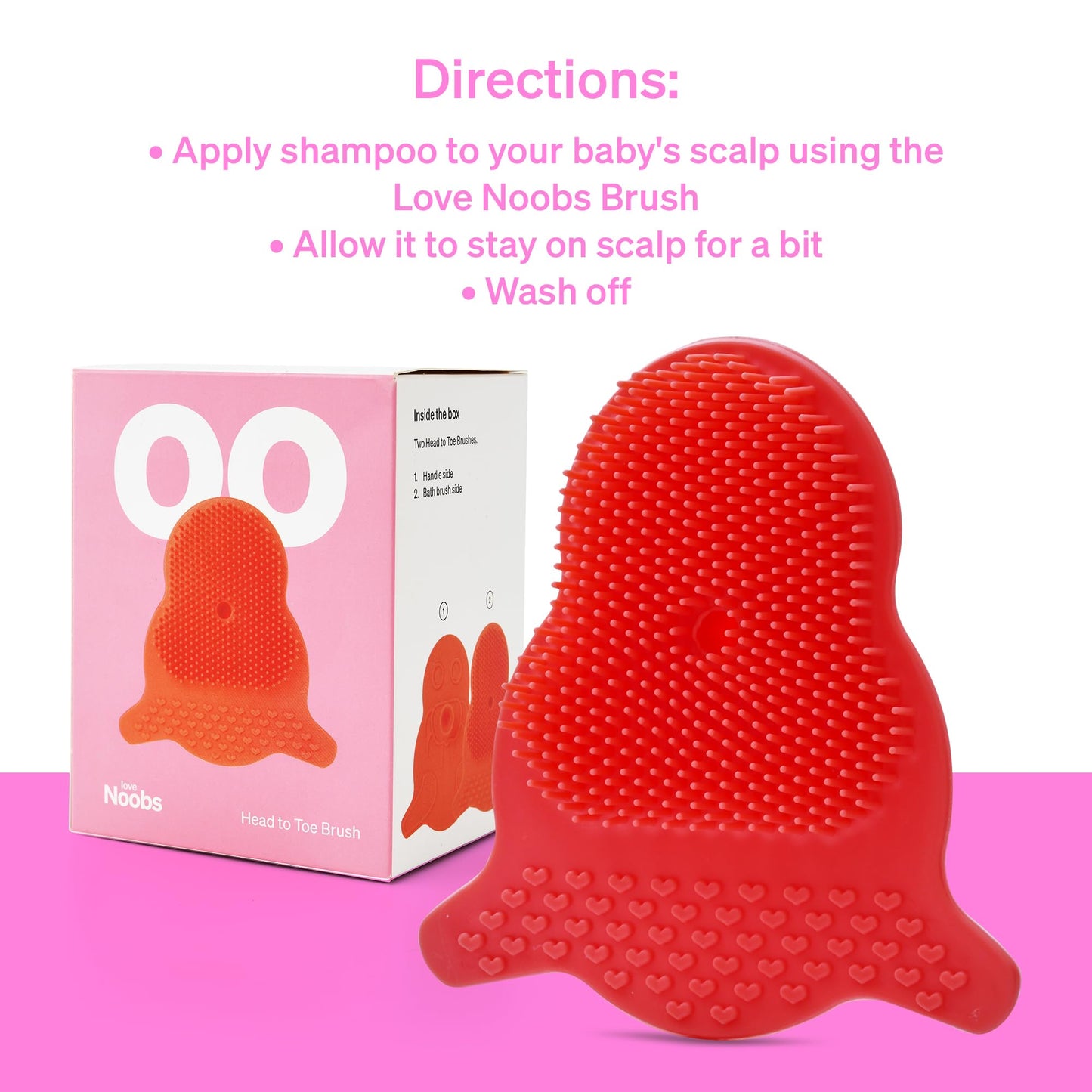 Cradle Cap Brush For Babies By Love Noobs, Baby Cradle Cap Treatment, Pack Of 2, Non-Toxic Toddler Cradle Cap Comb, With Suction