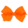 Wee Ones Girls' Classic Grosgrain Hair Bow With Plain Wrap Center On A Weestay Hair Clip, Handmade, Mini Sized Bow, Orange