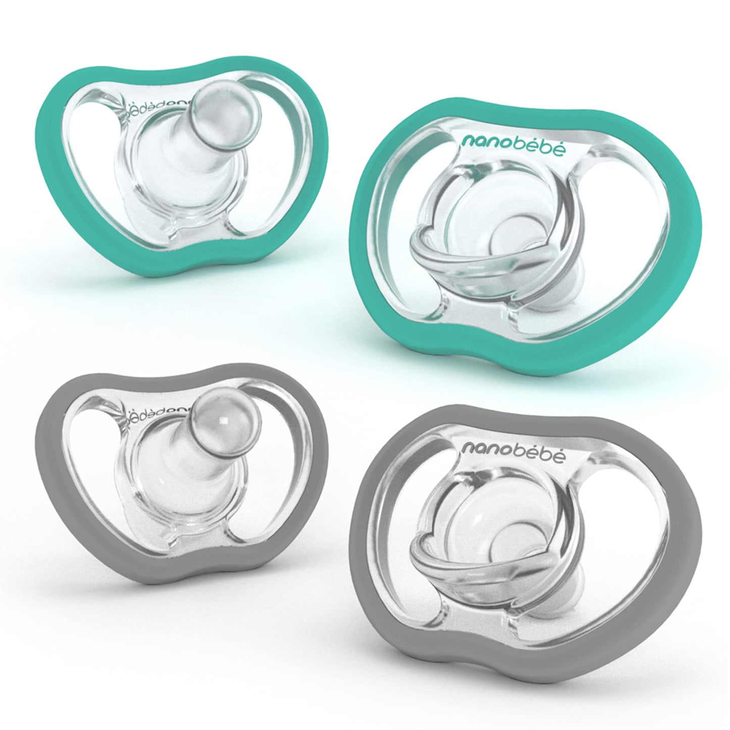 Nanobebe Active Baby Pacifiers 4-36 Months - Orthodontic, Lightweight and Vented, Curves Comfortably with Face Contour, 100% Sil