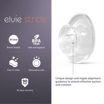 Elvie Stride Breast Pump Breast Shield - 24Mm - Nipple Flange For Pumping Breast Milk - Accessories & Breastfeeding Essentials F