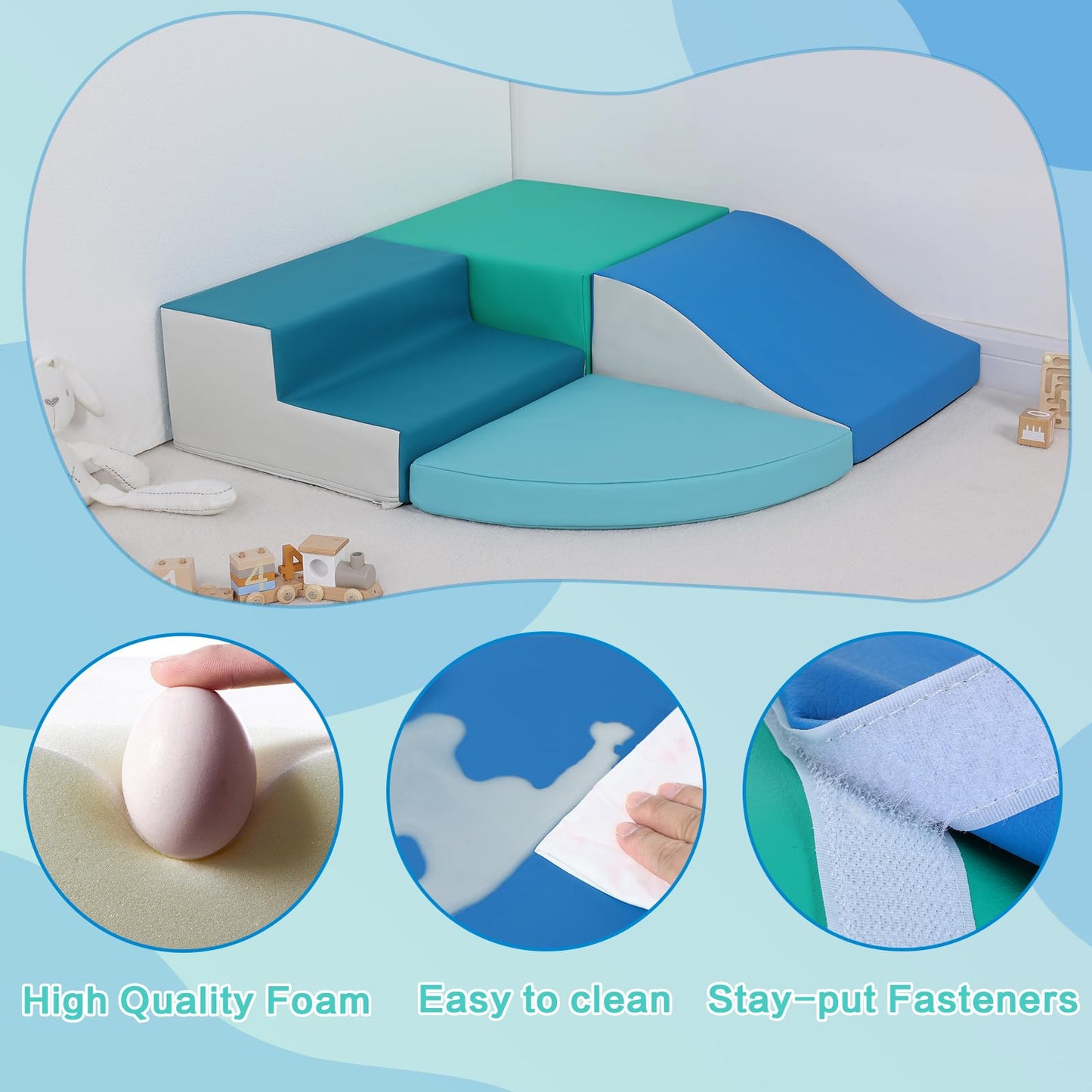 Todiby 4-Pieces Climbing Toys For Toddlers: Pu Leather - Soft Play Climbing For Toddlers - Foam Climbing Blocks For Crawling And