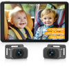 Baby Car Camera For 2 Kids - 7-Inch Split-Screen Monitor, Dual Hd 1080P Cameras, Night Vision, 360 Rotatable, Easy Install Backs
