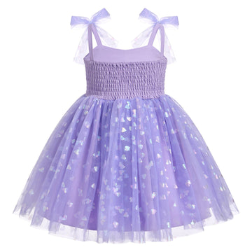Idopip Baby Girls Sequin Heart Tutu Dress Summer Sleeveless Backless Princess Birthday Party Dresses Toddler Girl First Communio