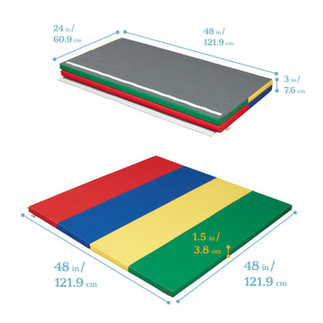 Ecr4Kids Softzone 4-Section Rainbow Runway Activity Mat, Folding Playmat, Assorted