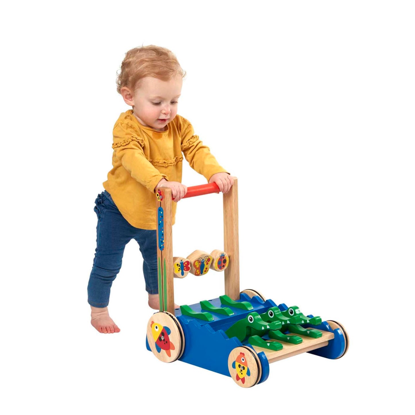 Melissa & Doug Deluxe Chomp and Clack Alligator Push Toy and Activity Walker - Wooden Baby Push Walker For Ages 1+