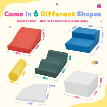 Hommow 7-Piece Foam Climbing Blocks For Toddlers, Pu Leather Baby Climbing Blocks, Soft Play Climbing Toys With Non-Slip Bottom