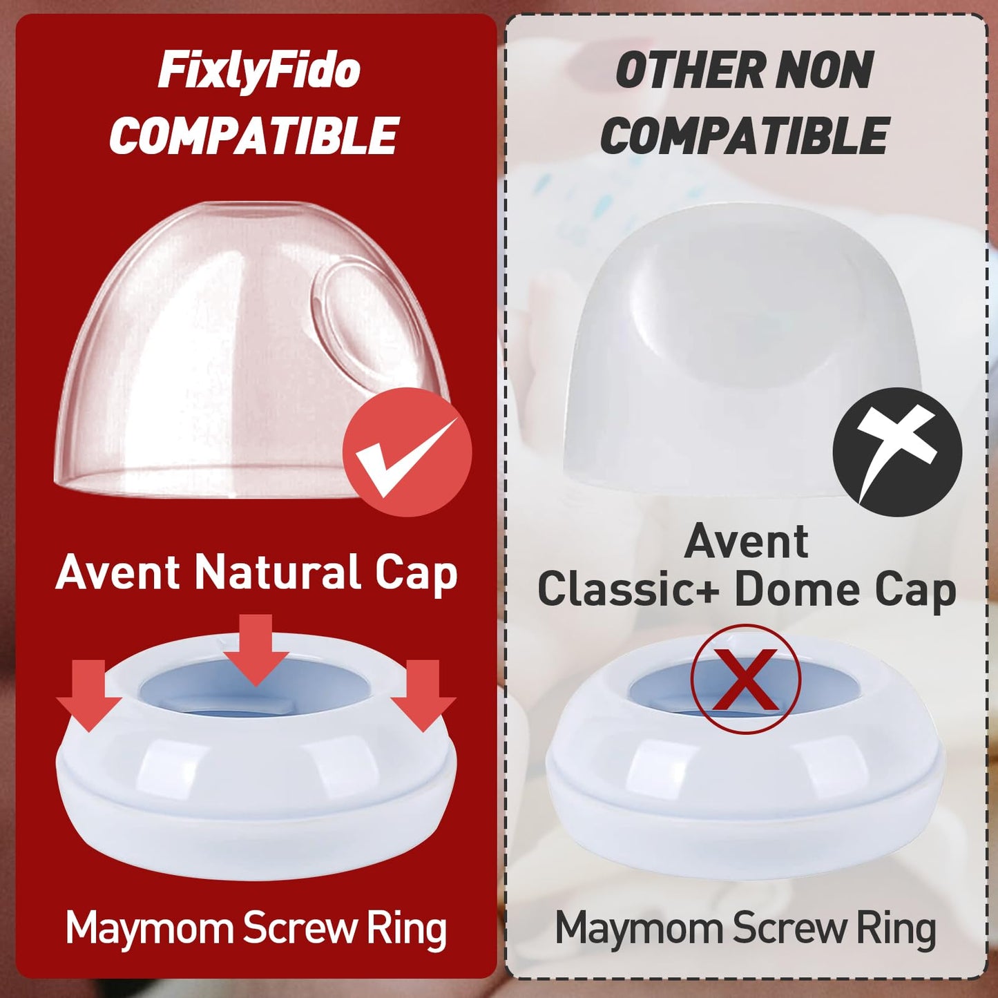 2-Pack Philips Avent Baby Bottle Lids And Rings - Replacement Screw Rings For Avent Natural Plastic And Glass Bottles