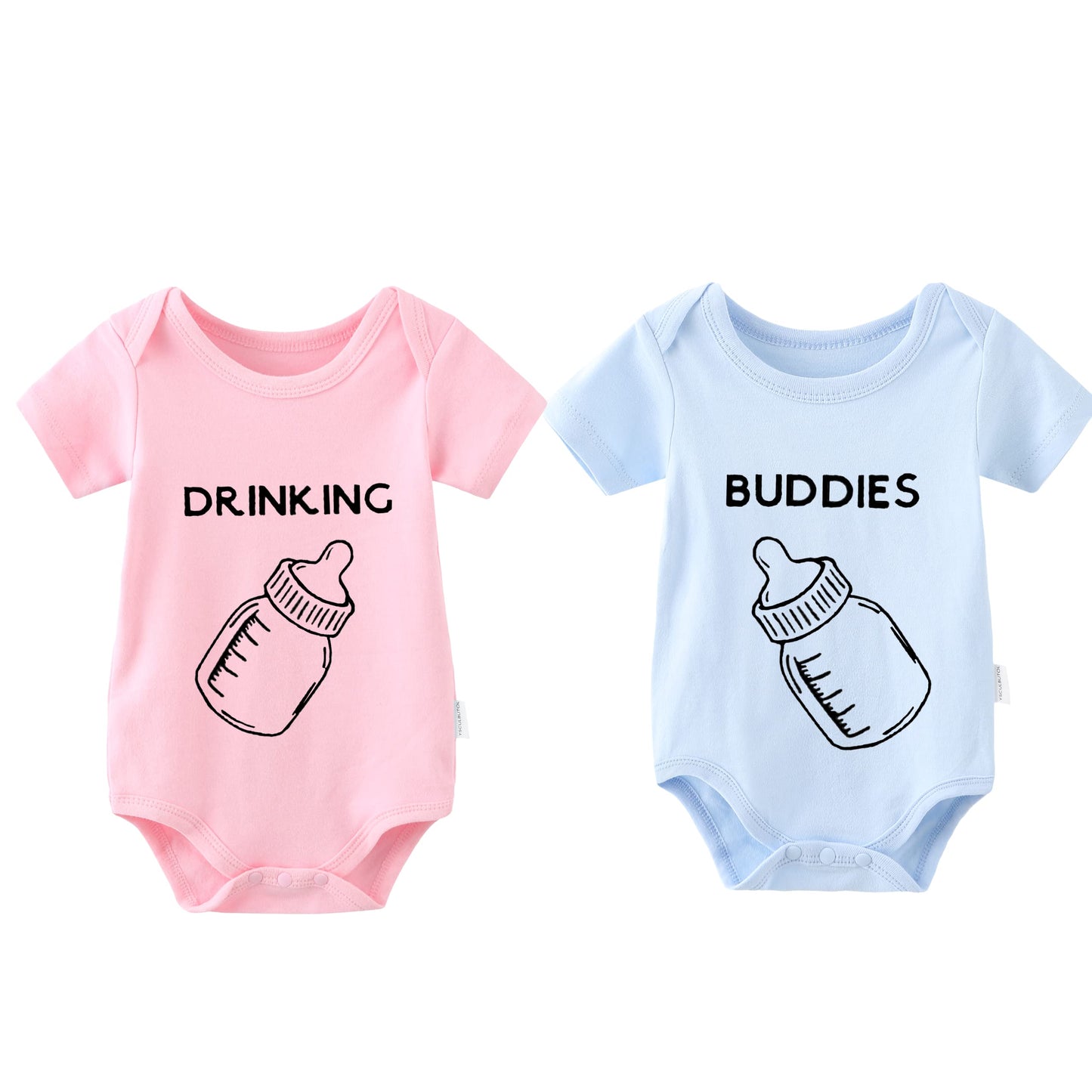 Ysculbutol Baby Twins Bodysuit Drinking Buddies Baby Twin Romper Boy Outfits Girl Jumpsuits Baby Triplets Set(Newest 0-3M)