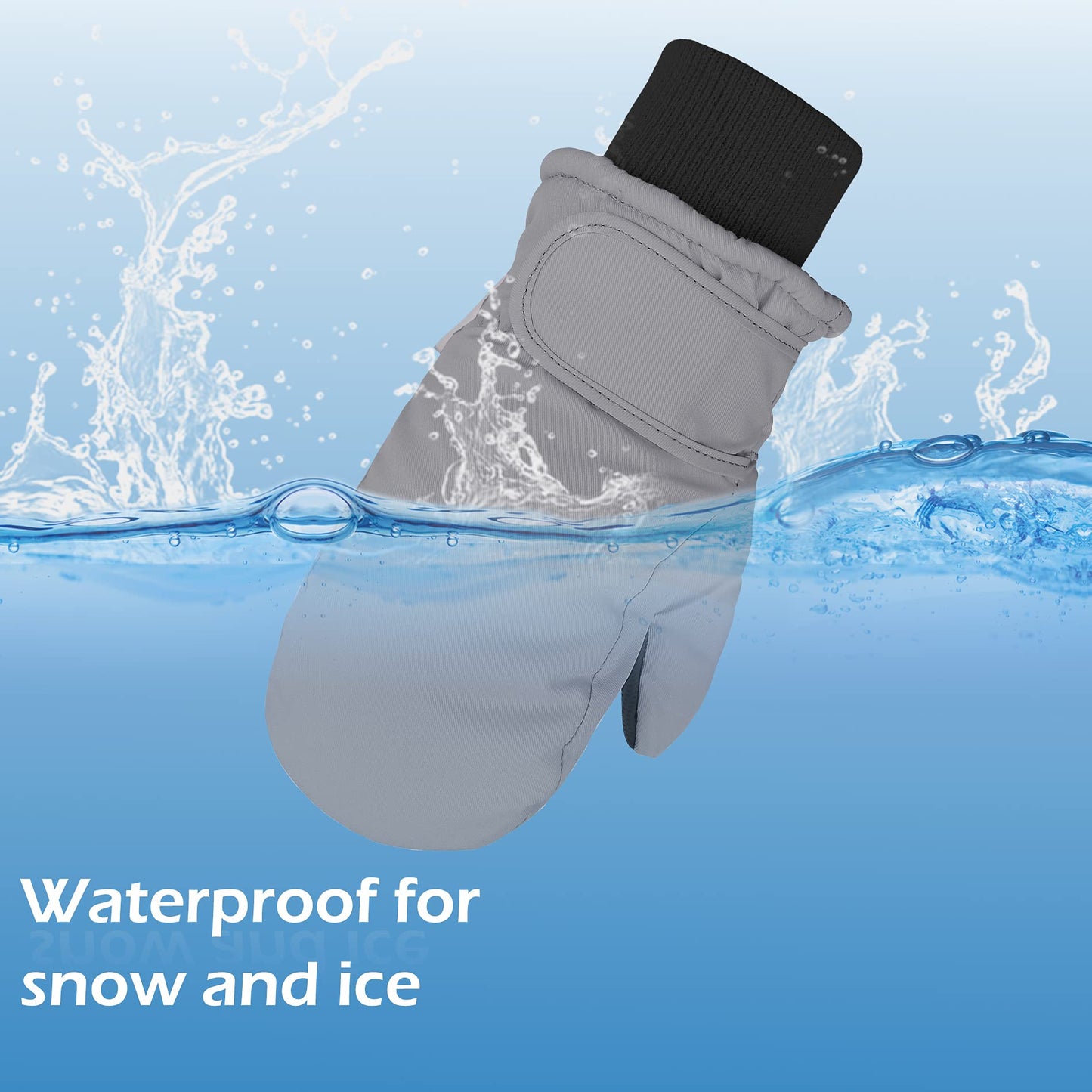 American Trends Toddler Mittens Snow Boys Waterproof Gloves Kids Ski Winter Gloves For Girls Infant Baby Mittens Black 4-6 Years