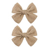 YanJie 2PCS Lace Hair Bow Clips 4 Dark Beige Alligator Barrettes Bows with Rhinestone Baby Girl Hair Accessories for Infant Todd